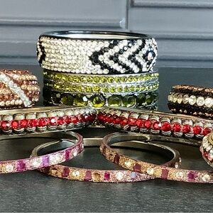 Elegant Multi-Color Crystal Bracelet Set of 11 Separate Pieces